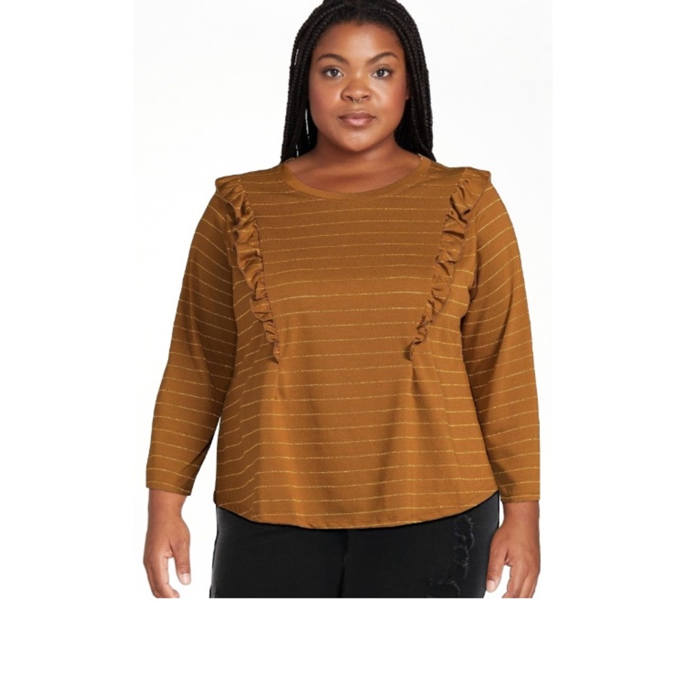 Terra & Sky Women’s Plus Size Ruffle Knit Top